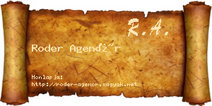 Roder Agenór névjegykártya